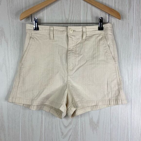 Madewell Cream Woven Camp Shorts Size M - Picture 1 of 7